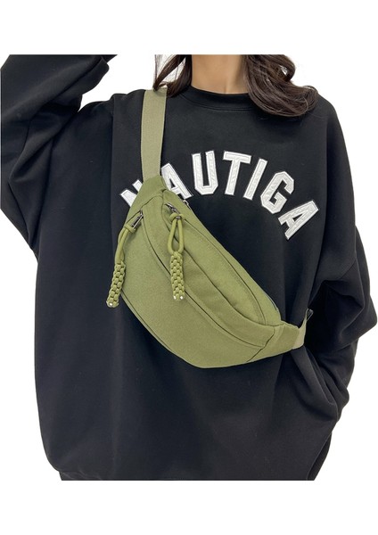 Tuval Bel Kadın Kore Retro Kız Çapraz Omuz Sonbahar Kış Kadın Göğüs Çapraz Omuz Çantası (Yurt Dışından)