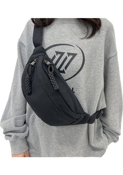 Tuval Bel Kadın Kore Retro Kız Çapraz Omuz Sonbahar Kış Kadın Göğüs Çapraz Omuz Çantası (Yurt Dışından)