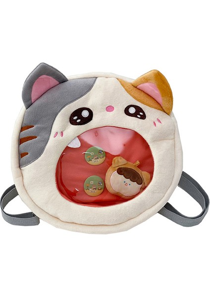 Peluş Kadın Japon Taze Sevimli Kedi Şeffaf Küçük Sırt Karikatür Sevimli Sırt Bebek ile Çantası (Yurt Dışından)