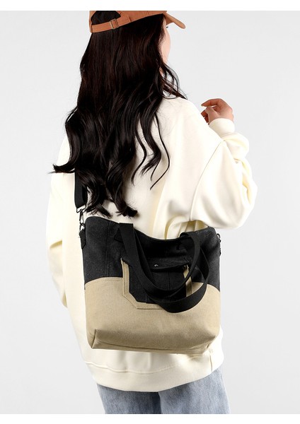 Tuval Dikişli Kadın Renkli Büyük Tote Banliyö Vintage Omuz Moda Messenger Çantası (Yurt Dışından) fiyatları