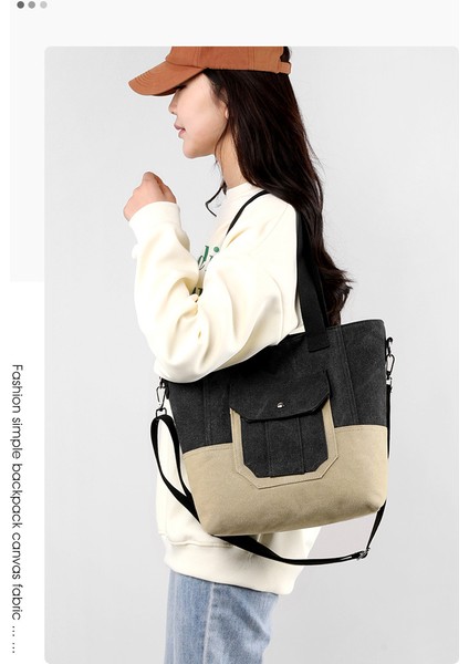 Tuval Dikişli Kadın Renkli Büyük Tote Banliyö Vintage Omuz Moda Messenger Çantası (Yurt Dışından) modelleri