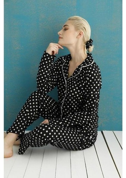 Kadın Süet Boydan Düğmeli Pijama Takımı - 5660-15 modelleri