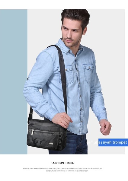 Yatay Naylon Oxford Kumaş Rahat Omuz Erkek Çapraz Erkek Moda Tuval Sırt Büyük Boy Çantası (Yurt Dışından)