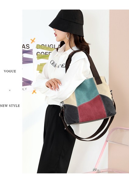 Tuval Kadın Banliyö Niş Büyük Kapasiteli Taşınabilir Omuz Messenger Retro Doku Büyük Çantası (Yurt Dışından) fiyatları