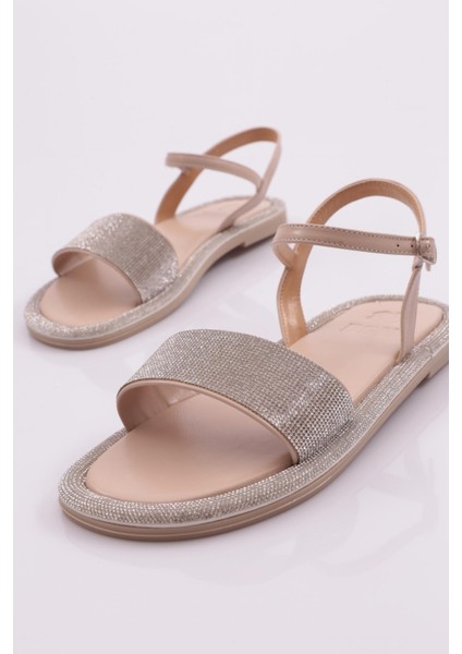 3051 Kadın Düz Taban Taşli Sandalet