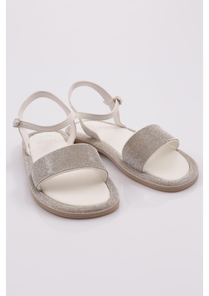 3051 Kadın Düz Taban Taşli Sandalet
