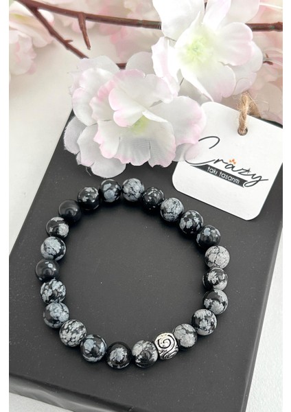 Snowflake (Kar Tanesi) Obsidian Doğaltaş Bileklik
