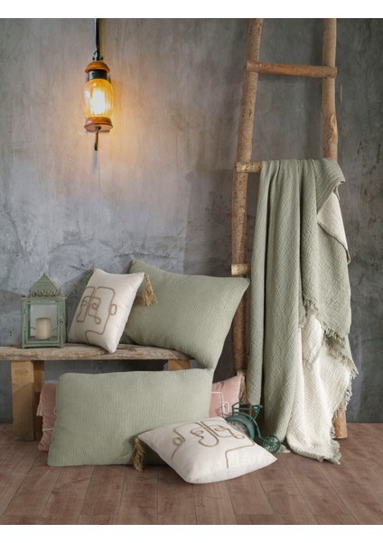 Yeşil 4 Katlı Multi Muslin %100 Pamuk Çift Kişillik Yatak Örtüsü indirimleri