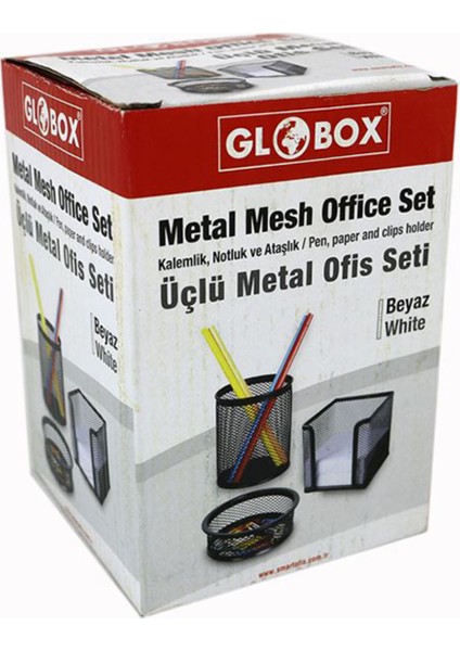 3'lü Ofis Masa Seti Metal Siyah Renk
