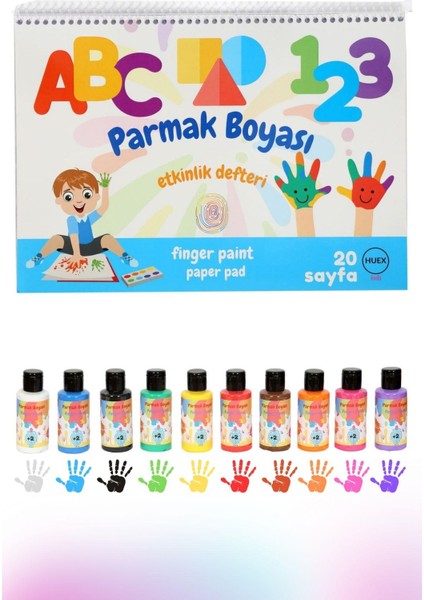 Parmak Boya Çocuk Resim Etkinlik Defteri + 10X60GR Yıkanabilir Parmak Boyası