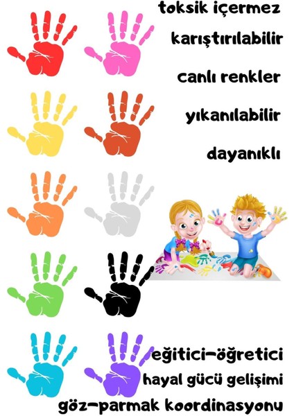 Parmak Boya Çocuk Resim Etkinlik Defteri + 10X60GR Yıkanabilir Parmak Boyası fiyatları