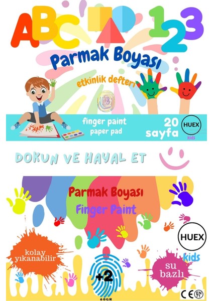 Parmak Boya Çocuk Resim Etkinlik Defteri + 10X60GR Yıkanabilir Parmak Boyası indirimleri