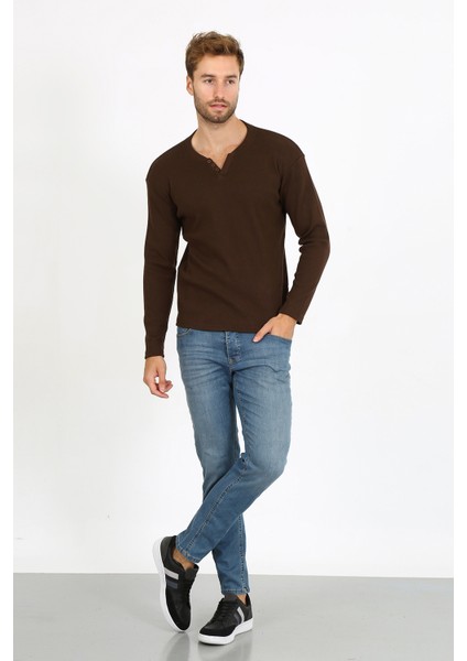 5524 Yeni Sezon V Kesim Düğmeli Kaşkorse Kazak