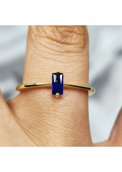 Altın Yüzük - Safir Taşlı Taşlı Baget Tasarım 14 Ayar Altın Yüzük modelleri