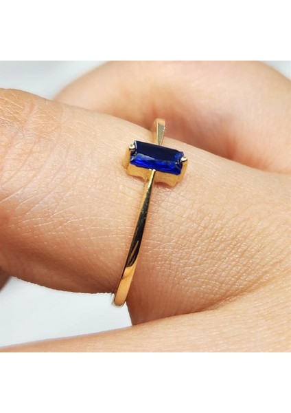 Altın Yüzük - Safir Taşlı Taşlı Baget Tasarım 14 Ayar Altın Yüzük fırsatları