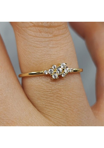 Minimal Altın Yüzük - 14 Ayar Altın Zirkon Taşlı Minimal Yüzük - Hediyelik Altın Yüzük fiyatları