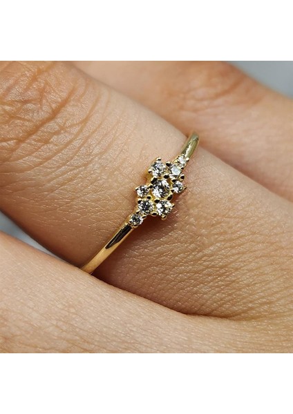 Minimal Altın Yüzük - 14 Ayar Altın Zirkon Taşlı Minimal Yüzük - Hediyelik Altın Yüzük modelleri