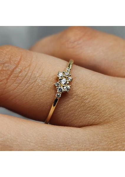 Minimal Altın Yüzük - 14 Ayar Altın Zirkon Taşlı Minimal Yüzük - Hediyelik Altın Yüzük fırsatları