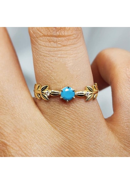 Altın Yüzük - Başak Tasarım Firuze Taşlı Tek Taş Fantezi 14 Ayar Altın Yüzük fiyatları