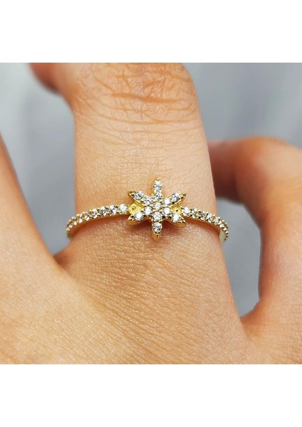Altın Yüzük - Yıldız Fantezi Minimal Signity Swaroski (Zirkon) Taşlı 14 Ayar Altın Yüzük modelleri