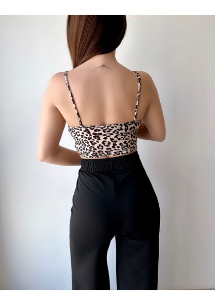 Kadın Mikro Kumaş Çapraz Büzgülü Crop Yüksek Bel Bol Paça Pantolon Takım (Renk Seçenekli) modelleri