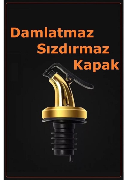 2'li Ahşap Standlı Amber Zeytinyağı Sıvıyağ Şişesi Yağdanlık Yağlık Gold Damlatmaz Kapaklı 500ML