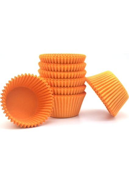 Muffin Cupcake Kek Kalıbı Kapsülü Özel Pet Kapsül 25 Adet Turuncu Renk modelleri