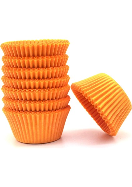 Muffin Cupcake Kek Kalıbı Kapsülü Özel Pet Kapsül 25 Adet Turuncu Renk fırsatları