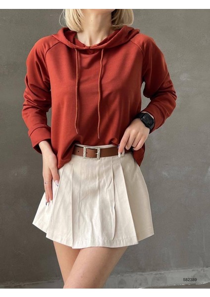 Kadın Kapüşonlu Iki Iplik Kumaş Sweatshirt (Renkli) fırsatları