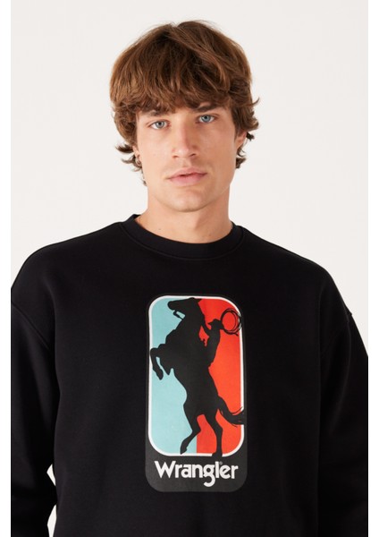 Wrangler Regular Fit Normal Kesim %100 Pamuk Bisiklet Yaka Içi Polarlı Siyah Sweatshirt