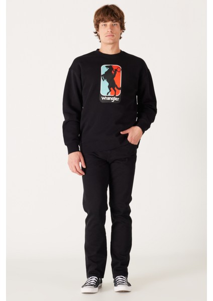 Wrangler Regular Fit Normal Kesim %100 Pamuk Bisiklet Yaka Içi Polarlı Siyah Sweatshirt