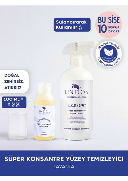 - Süper Konsantre Yüzey Temizleyici - Lavanta - 100 ml