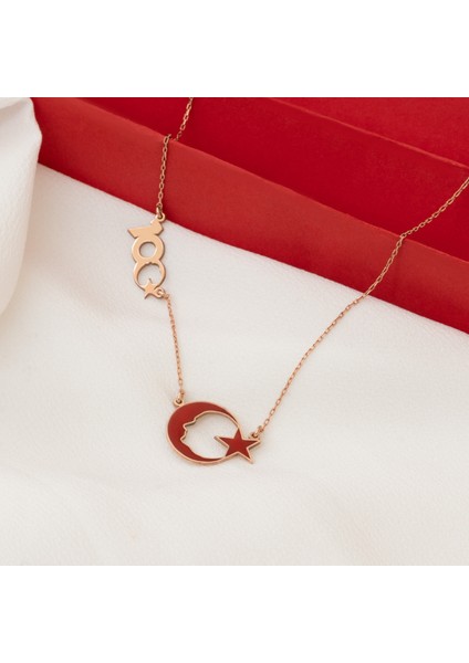 Mineli Ay Yıldız 100.YIL Gümüş Kolye