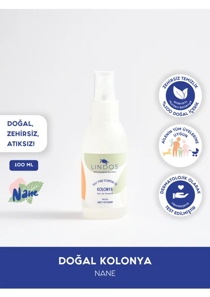 - Doğa & Cilt Dostu Özel Koleksiyon Sprey Kolonya Nane Kokulu Mini Çanta Cep Boy Vegan Kolonya 100 ml