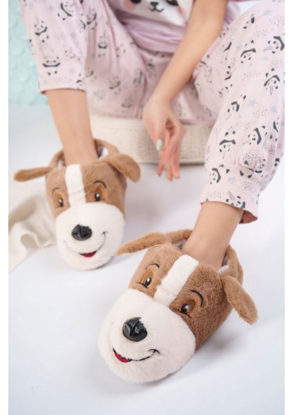 Sevimli Köpek Hayvan Figürlü Peluş Yumuşak Taban Ev Botu Kışlık Panduf(30-40)