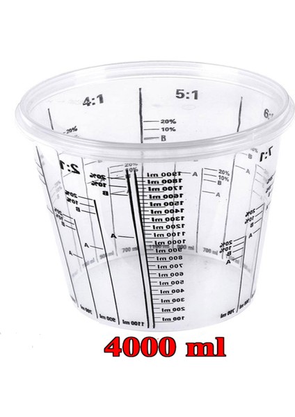 Ölçekli Plastik Boya Karıştırma Kap Pp Sert Kapaklı 4000 Ml. (200 Adet)