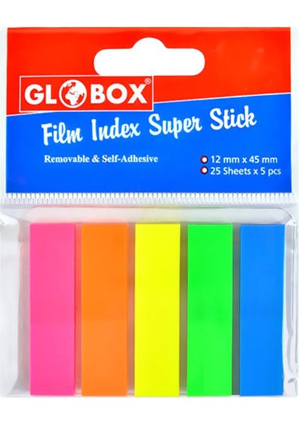 Film Index Super Stick 5 Renk Yapışkanlı Not Kağıdı 30'lu (1 Kutu)