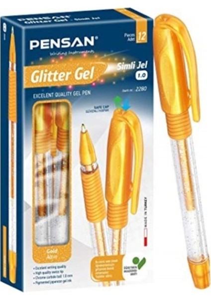 Glitter Gel Simli Jel Kalem 1.0mm 12'li (1 Paket)