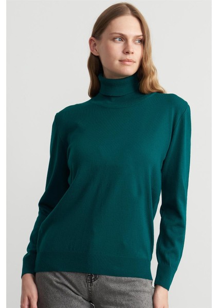 Çetinkaya Miyamira 2276 Kadın Balıkçı Yaka Yeşil Kazak