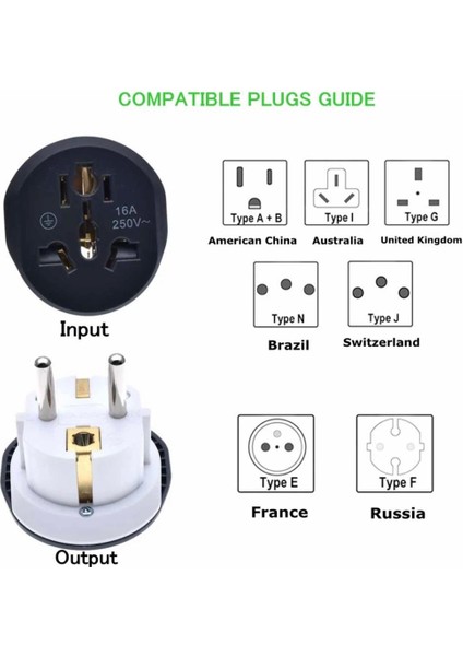 Universal Priz Dönüştürücü Seyahat Tipi Çevirici Priz Ingiliz Amerikan ve Avustralya Fiş Priz Dönüştürücü modelleri