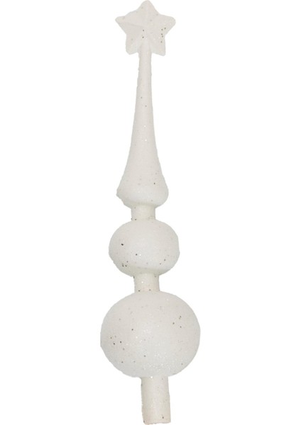 Yılbaşı Simli Uzun Çam Tepesi Beyaz 30 cm