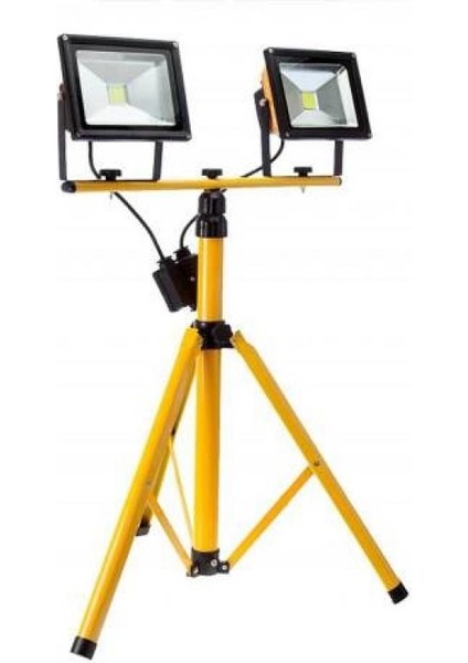 AYT Çözüm Tripod Projektör Ayağı 2 Adet 50 W Projektörlü Ayarlanabilir Şantiye Aydınlatması Ayaklı Projektör Seyyar Projektör