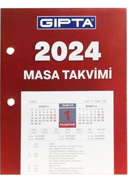 2024 Blok Masa Takvimi 10X13 cm