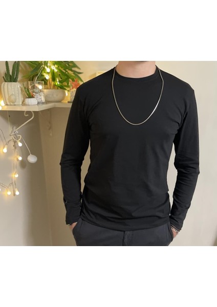 Erkek Slim Fit Dar Kesim Bisiklet Yaka Uzun Kol Pamuklu Tişört fiyatları