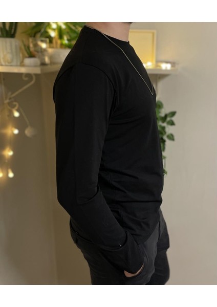 Erkek Slim Fit Dar Kesim Bisiklet Yaka Uzun Kol Pamuklu Tişört fırsatları