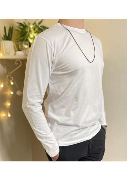 Erkek Slim Fit Dar Kesim Bisiklet Yaka Uzun Kol Pamuklu Tişört fiyatları
