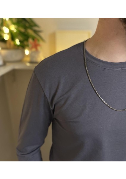 Erkek Slim Fit Dar Kesim Bisiklet Yaka Uzun Kol Pamuklu Tişört modelleri
