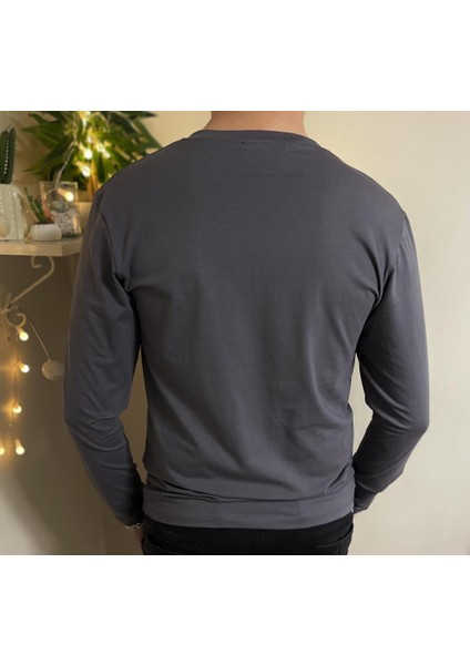 Erkek Slim Fit Dar Kesim Bisiklet Yaka Uzun Kol Pamuklu Tişört fırsatları