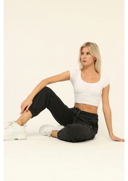 Yüksek Bel Kordonlu Jogger Eşofman Altı