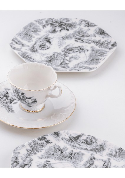 Siyah Ingiliz 4 Parça Porselen Tatlı/kurabiye Tabağı fiyatları
